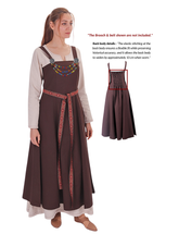 FIORE Cotton Brown Apron Dress: Authentic Medieval Viking Cotton Pinafore